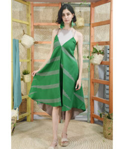 Green Backless Viscose Midi Dress made in Egypt & available in Jozee boutique