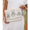 Off White Embroidered Clutch handmade in Egypt & available at Jozee Boutique.