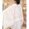 Off White Block printed Cotton Shawl Handmade in Egypt & available at Jozee Boutique