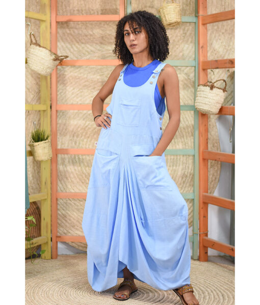 Light blue Linen Sleeveless Salodress handmade in Egypt & available at Jozee boutique