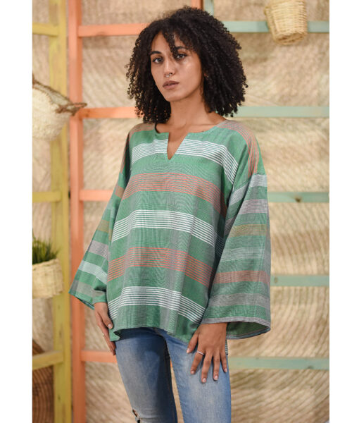 Multicolored Handwoven Viscose Top Handmade in Egypt & available in Jozee boutique