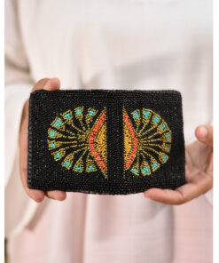 Black Beaded Wallet handmade in Egypt and available at Jozee Boutique.
