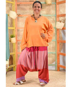 Multicolored Viscose Harem Pants handmade in Egypt & available at Jozee Boutique.