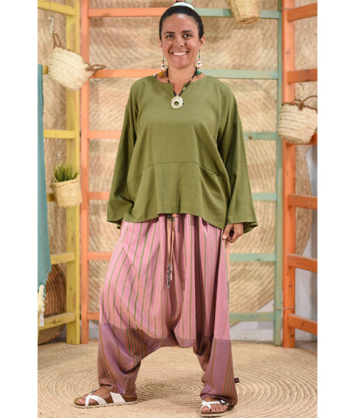 Dark Rose Viscose Harem Pants handmade in Egypt & available at Jozee Boutique.