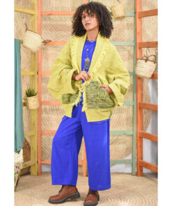 Yellow Handwoven Cotton Velour upside down Jacket made in Egypt & available at Jozee boutique
