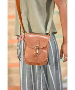 Camel Genuine Leather Cross Bag handmade in Egypt & available at Jozee Boutique.