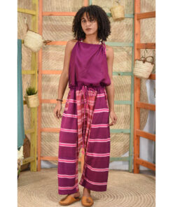 Purple & Orange Adjustable Viscose Jumpsuit handmade in Egypt & available in Jozee boutique