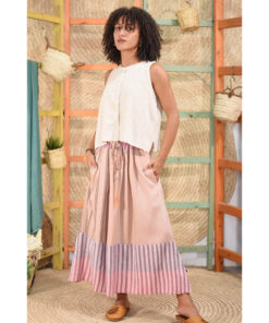 Beige & Shades of pink Viscose Skirt handmade in Egypt & available in Jozee boutique