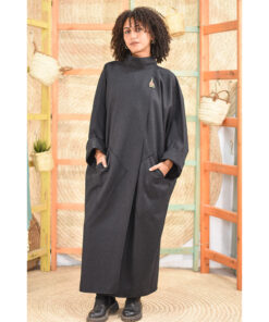 Black Wool Coat handmade in Egypt & available at Jozee boutique
