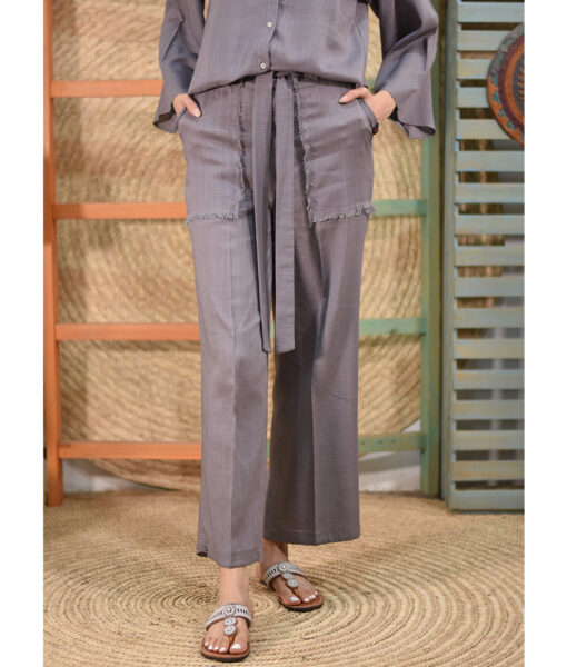 Grey Linen Pants made in Egypt & available in Jozee boutique
