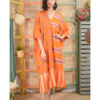 Shades of orange Handwoven Viscose Long Kaftan Handwoven Viscose Top made in Egypt & available in Jozee boutique