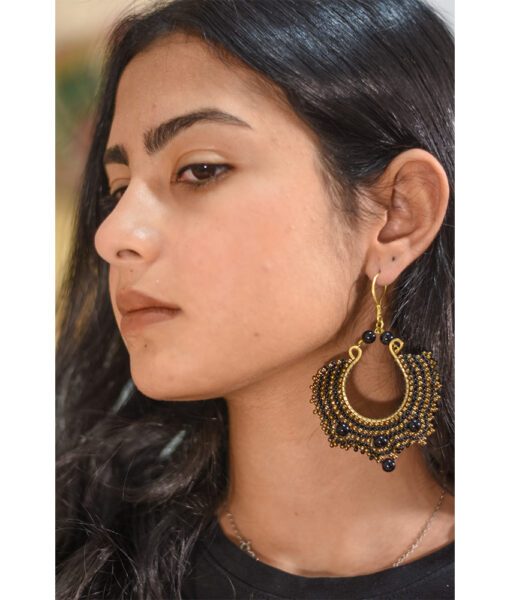 Black & Gold Beaded Earrings handmade in Egypt & available in Jozee Boutique