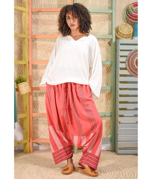 Saumon Viscose Harem Pants handmade in Egypt & available at Jozee Boutique.
