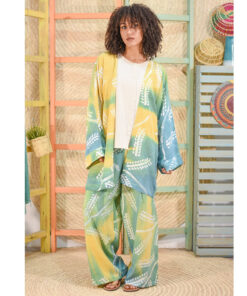 Mint & Yellow Batik Dyed Chagara Set Handmade in Egypt & available at Jozee Boutique