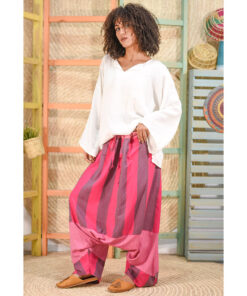 Shades of Fuchsia Viscose Harem Pants handmade in Egypt & available at Jozee Boutique.