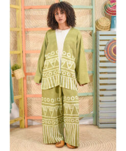 Olive Batik Dyed Nubian Set Handmade in Egypt & available at Jozee Boutique