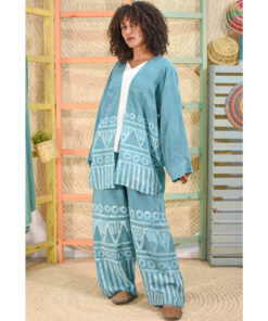 Aqua Batik Dyed Nubian Set Handmade in Egypt & available at Jozee Boutique