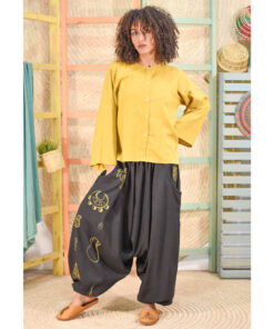 Black Hand Painted Harem Pants made in Egypt & available at Jozee boutique