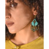 Aqua, Black & Gold Beaded Earrings handmade in Egypt & available in Jozee Boutique