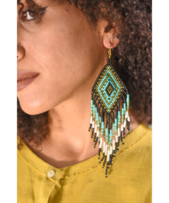 Multicolored Beaded Earrings handmade in Egypt & available in Jozee Boutique