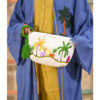 Off White Embroidered Clutch handmade in Egypt & available at Jozee Boutique.