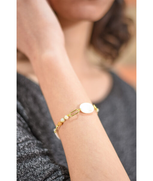 Gold Plated Agate Bracelet handmade in Egypt & available at Jozee boutique