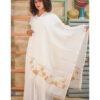 White Embroidered Linen Shawl handmade in Egypt & available at Jozee Boutique