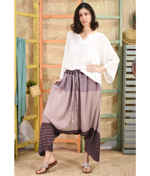 Multicolored Viscose Harem Pants handmade in Egypt & available at Jozee Boutique.