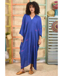Blue Handwoven Viscose Long Kaftan Handwoven Viscose Top made in Egypt & available in Jozee boutique