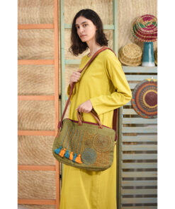 Green Embroidered Laptop Bag handmade in Egypt & available at Jozee Boutique.