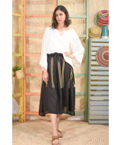 Black & mustard Viscose Skirt handmade in Egypt & available in Jozee boutique
