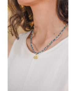 Blue Beaded Necklace handmade in Egypt & available at Jozee boutique