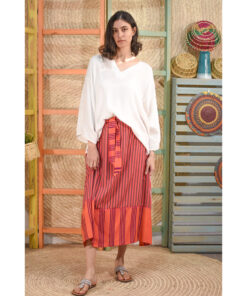 Orange & purple Viscose Skirt handmade in Egypt & available in Jozee boutique