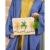 Beige Embroidered Clutch handmade in Egypt & available at Jozee Boutique.