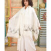 White Embroidered Linen Shawl handmade in Egypt & available at Jozee Boutique
