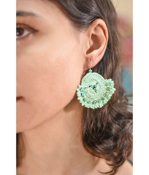 Mint Beaded Earrings handmade in Egypt & available at Jozee boutique