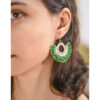Green Beaded Earrings handmade in Egypt & available at Jozee boutique