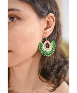 Green Beaded Earrings handmade in Egypt & available at Jozee boutique