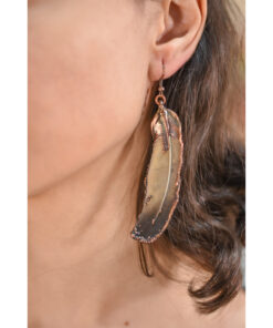 Copper Feather Earring handmade in Egypt & available in Jozee Boutique