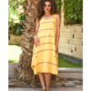 Yellow & Purple Viscose Midi Sleeveless Dress Handmade in Egypt & available in Jozee boutique