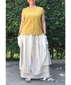 Beige Linen Slices Skirt handmade in Egypt & available at Jozee boutique