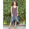 Grey & Red Backless Viscose Midi Dress made in Egypt & available in Jozee boutique