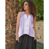 White & Violet Viscose Rope Top Handwoven Viscose Top Handmade in Egypt & available in Jozee boutique