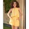 Yellow Adjustable Viscose Short Jumpsuit handmade in Egypt & available in Jozee boutique