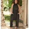 Black Adjustable Viscose Jumpsuit handmade in Egypt & available in Jozee boutique