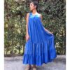 Shades of blue Flowy Viscose Dress handmade in Egypt & available in Jozee boutique