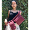 Burgundy Genuine Leather Waist Bag handmade in Egypt & available at Jozee Boutique.