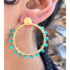 Aqua Beaded Copper Earrings handmade in Egypt & available in Jozee Boutique