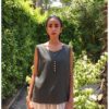 Army Green Linen Top handmade in Egypt & available in Jozee boutique