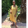 Yellow & Purple Viscose Midi Sleeveless Dress Handmade in Egypt & available in Jozee boutique